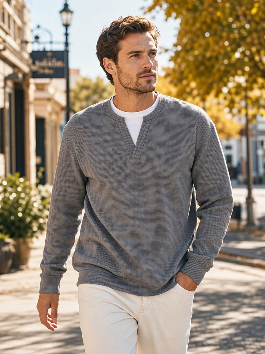 Herren Waffel-T-Shirt im Layer-Look | Bequemer Alltagsstil mit eleganter Struktur