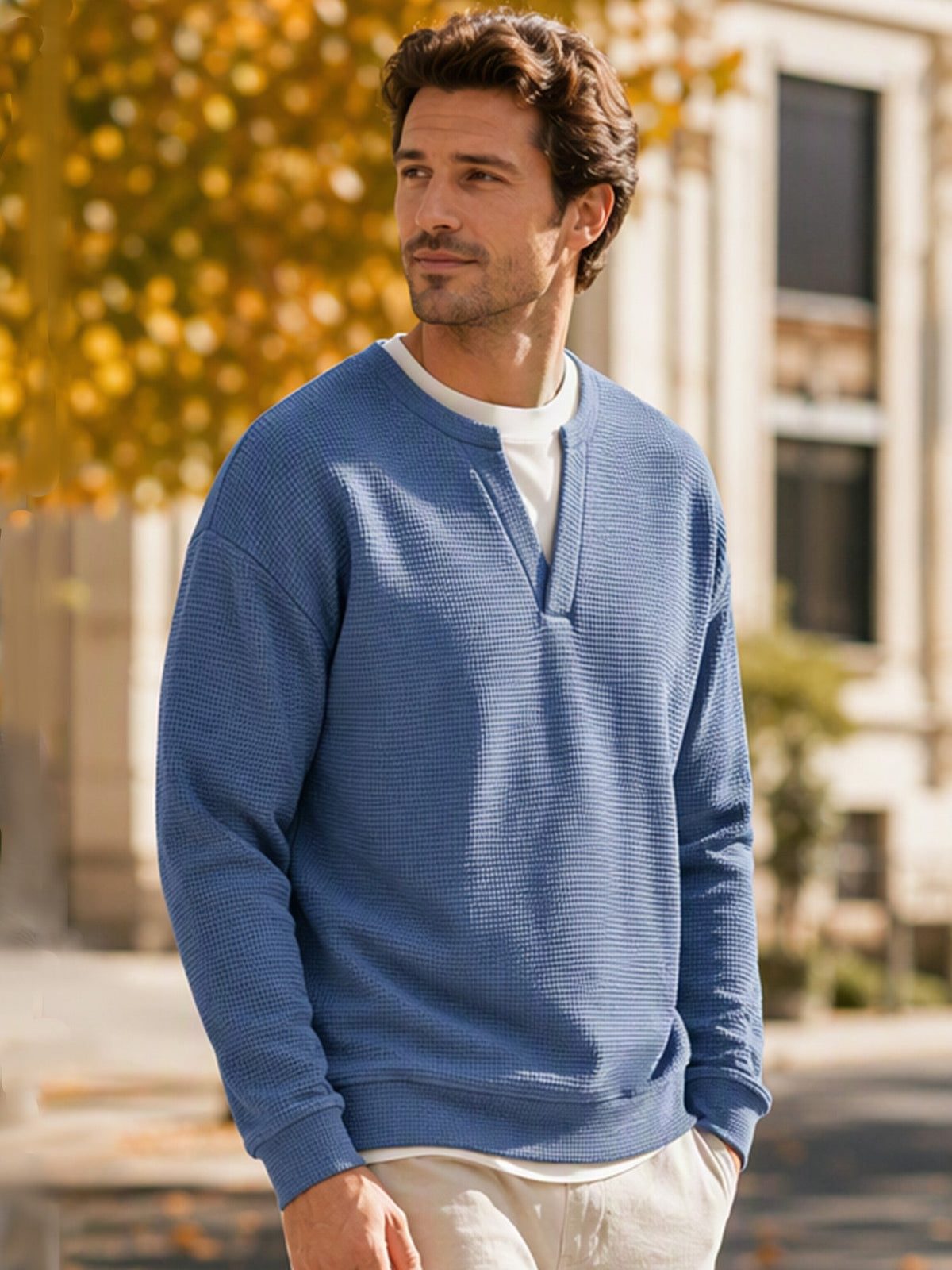 Herren Waffel-T-Shirt im Layer-Look | Bequemer Alltagsstil mit eleganter Struktur
