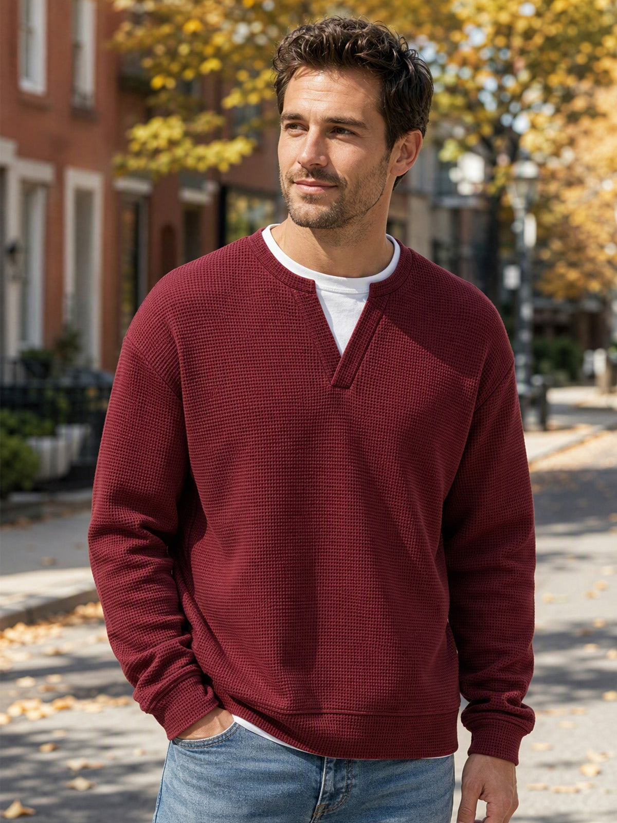 Herren Waffel-T-Shirt im Layer-Look | Bequemer Alltagsstil mit eleganter Struktur