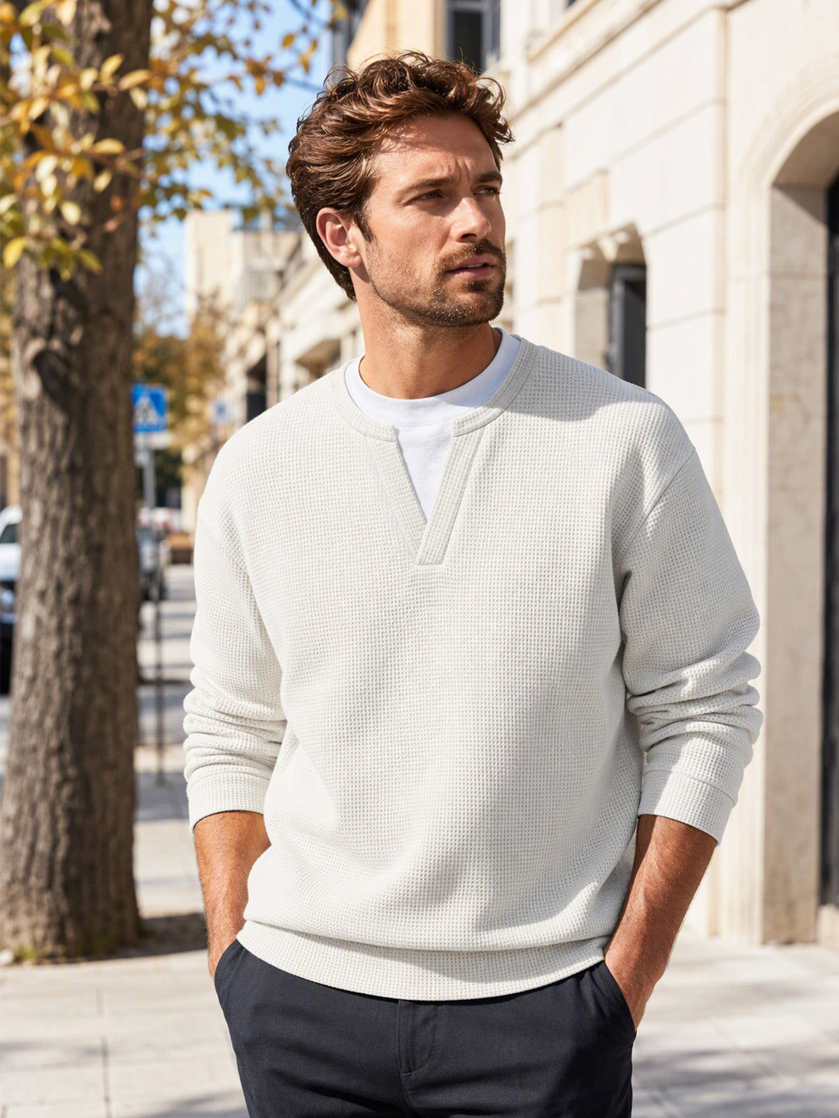 Herren Waffel-T-Shirt im Layer-Look | Bequemer Alltagsstil mit eleganter Struktur