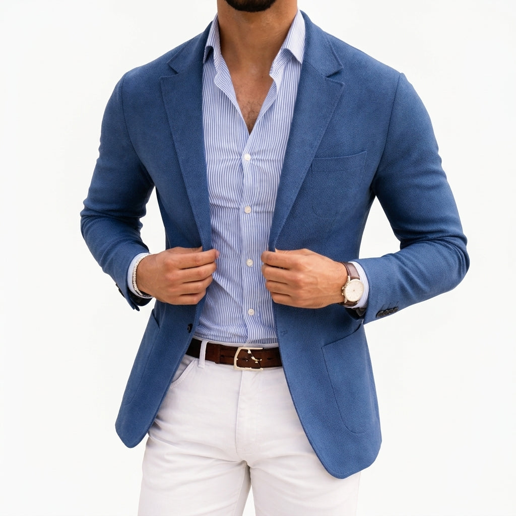 Herren Strickblazer mit Kerbkragen und tailliertem Schnitt
