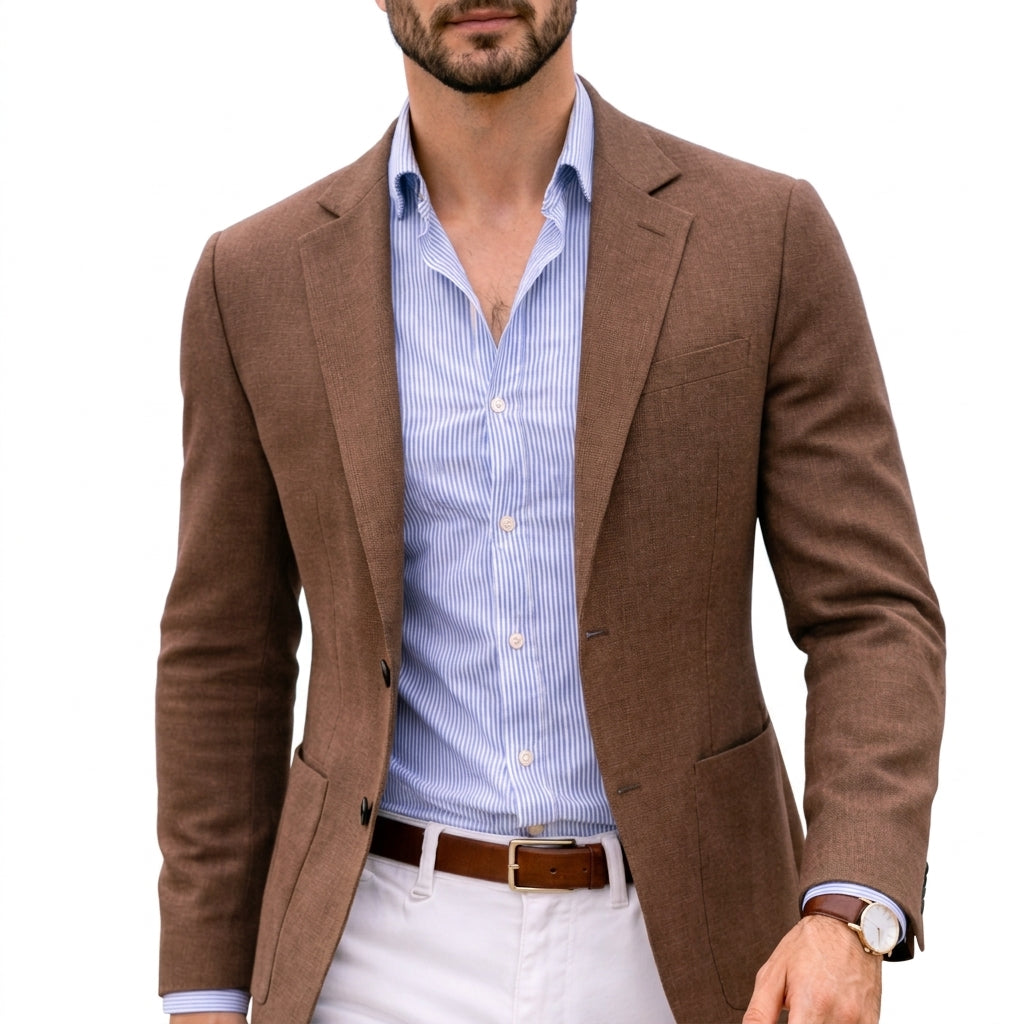 Herren Strickblazer mit Kerbkragen und tailliertem Schnitt