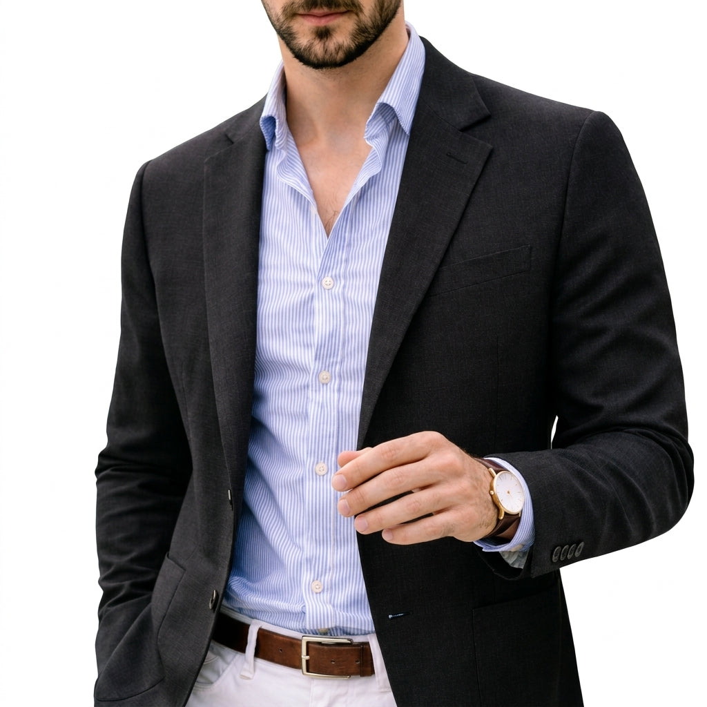 Herren Strickblazer mit Kerbkragen und tailliertem Schnitt