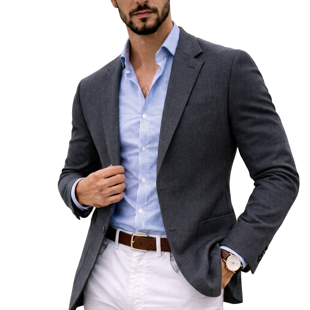 Herren Strickblazer mit Kerbkragen und tailliertem Schnitt