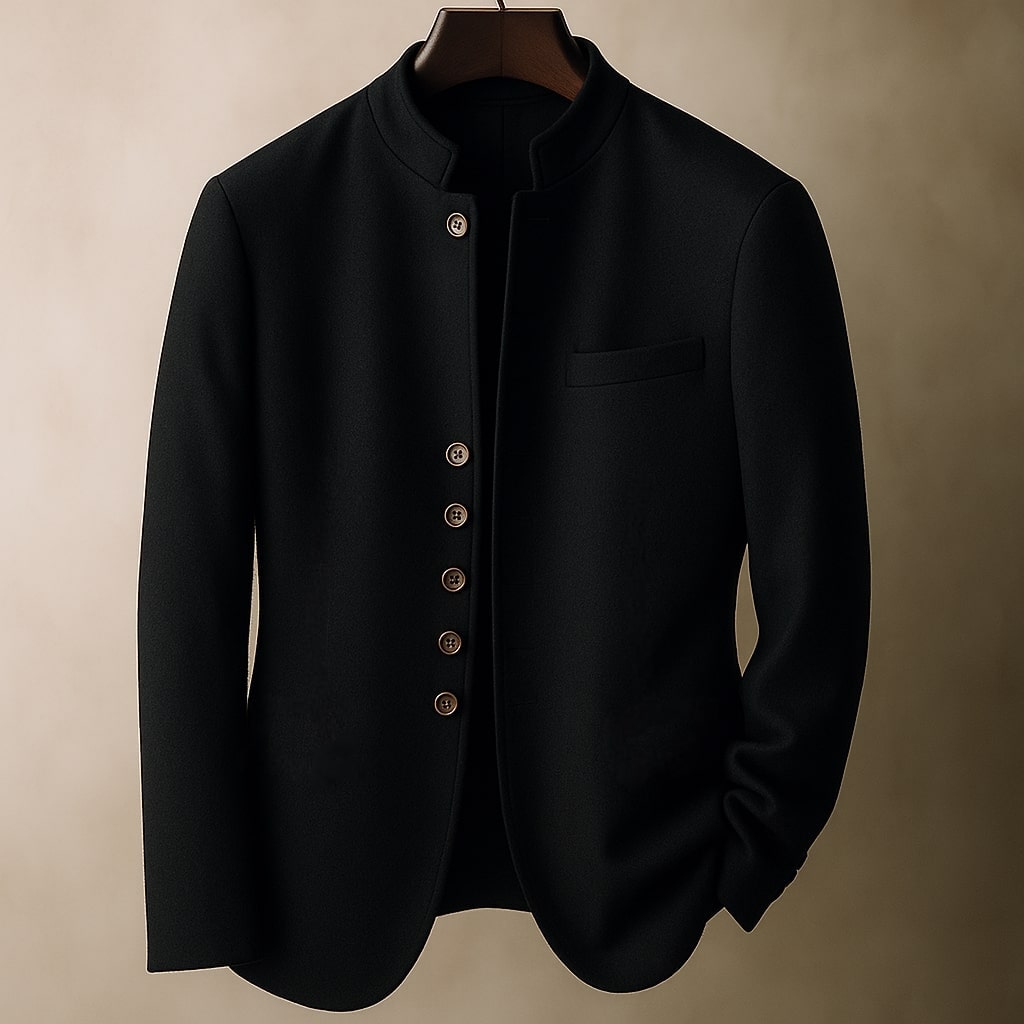 Herren Jacke mit Stehkragen und Knopfleiste