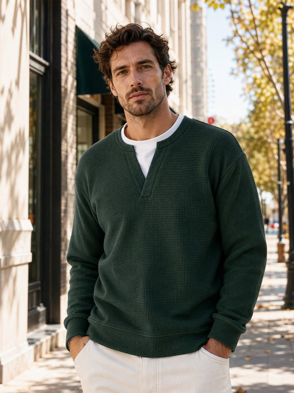 Herren Waffel-T-Shirt im Layer-Look | Bequemer Alltagsstil mit eleganter Struktur