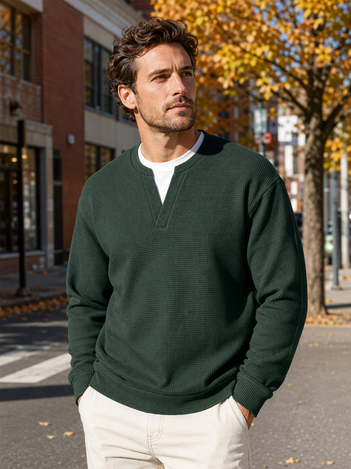 Herren Waffel-T-Shirt im Layer-Look | Bequemer Alltagsstil mit eleganter Struktur