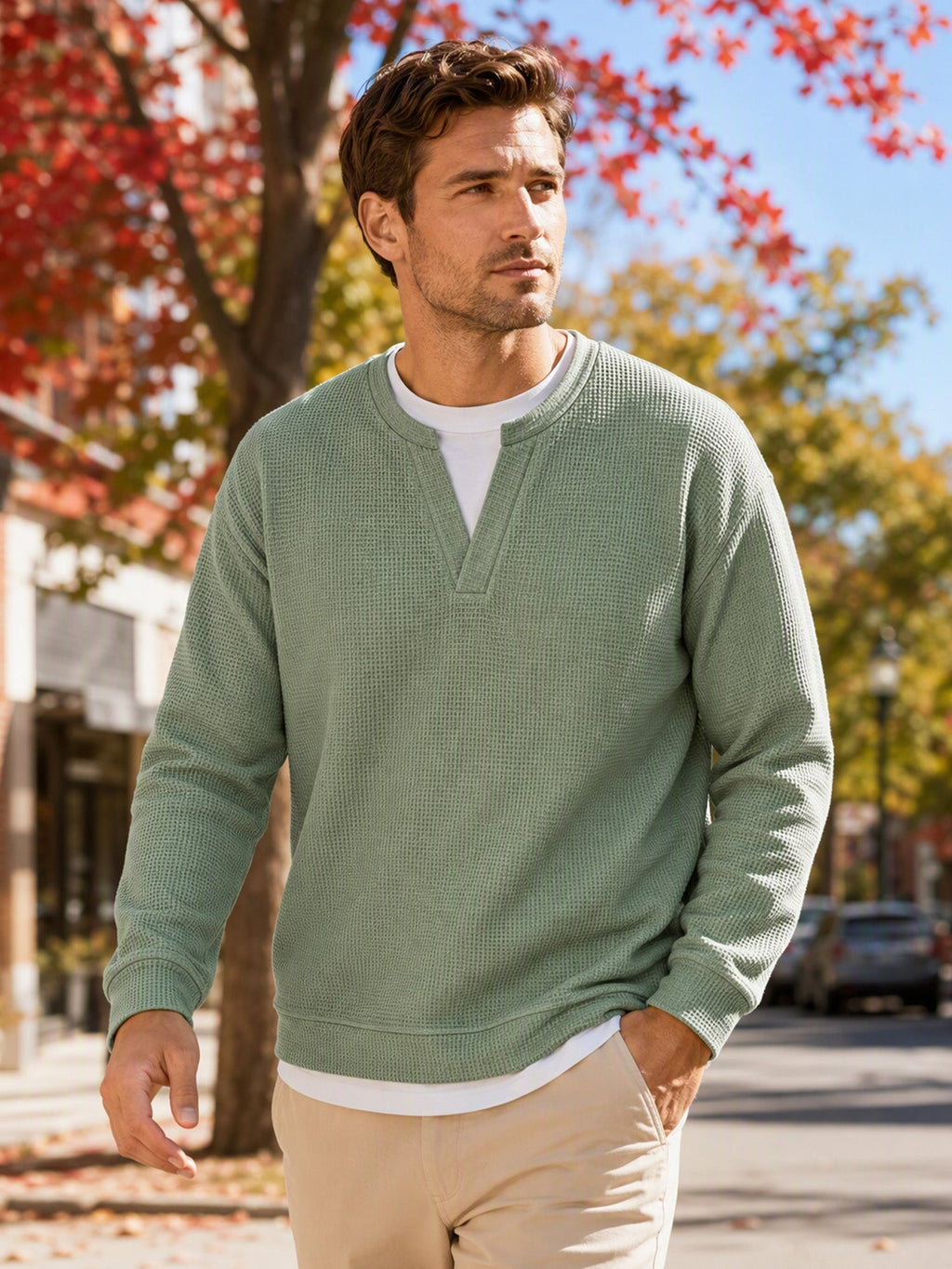Herren Waffel-T-Shirt im Layer-Look | Bequemer Alltagsstil mit eleganter Struktur