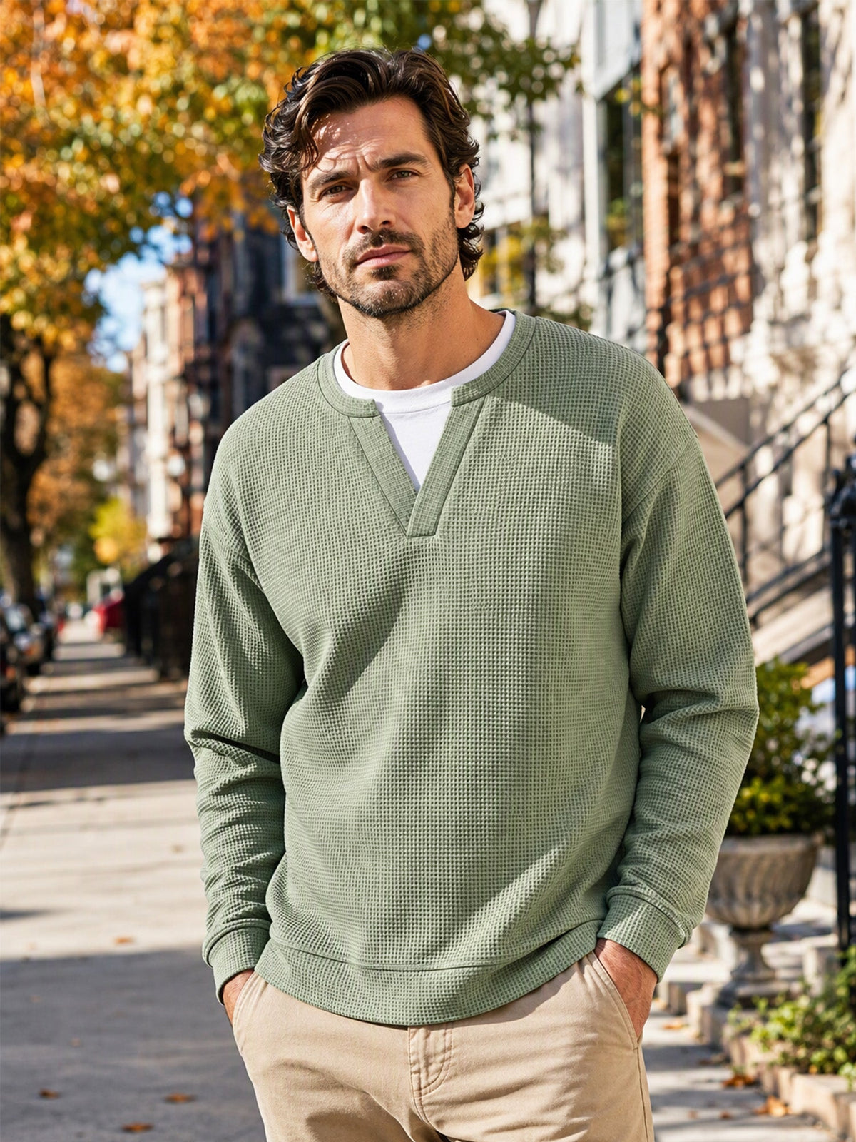 Herren Waffel-T-Shirt im Layer-Look | Bequemer Alltagsstil mit eleganter Struktur
