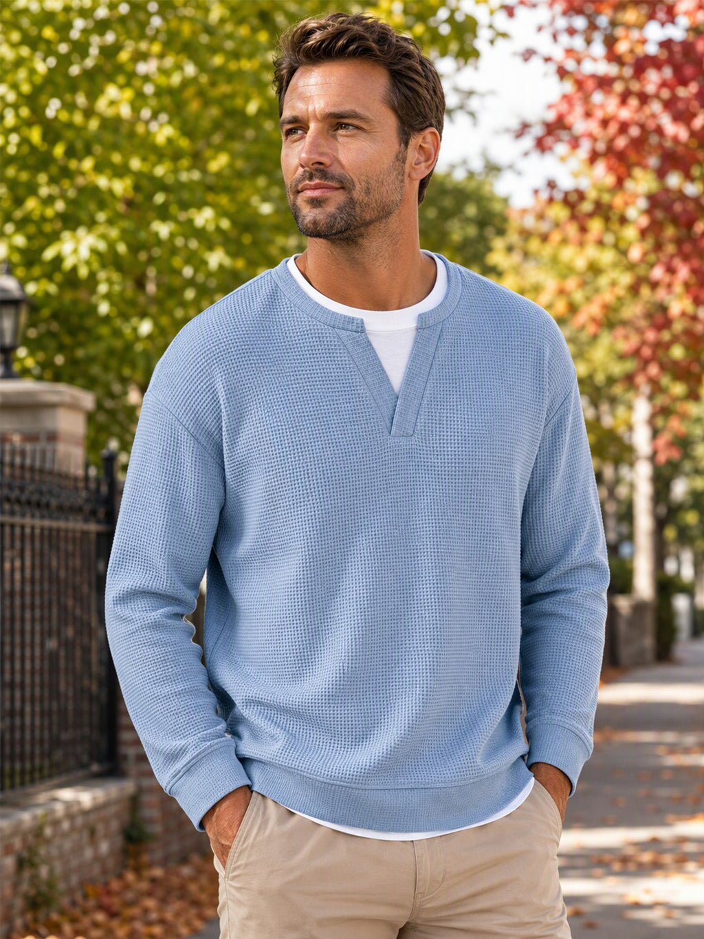 Herren Waffel-T-Shirt im Layer-Look | Bequemer Alltagsstil mit eleganter Struktur