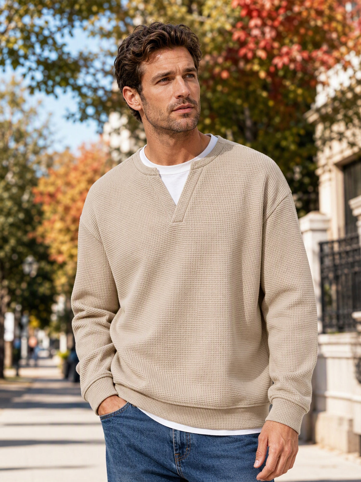 Herren Waffel-T-Shirt im Layer-Look | Bequemer Alltagsstil mit eleganter Struktur