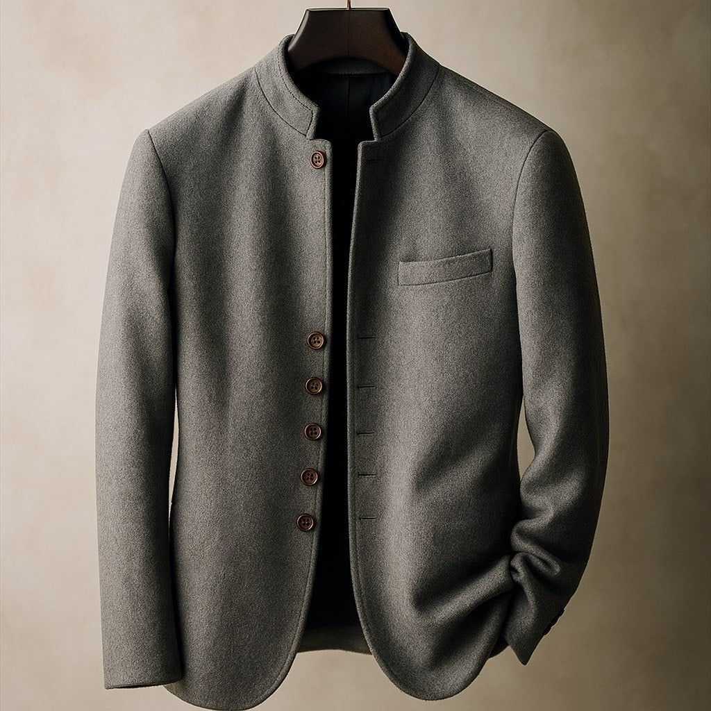 Herren Jacke mit Stehkragen und Knopfleiste