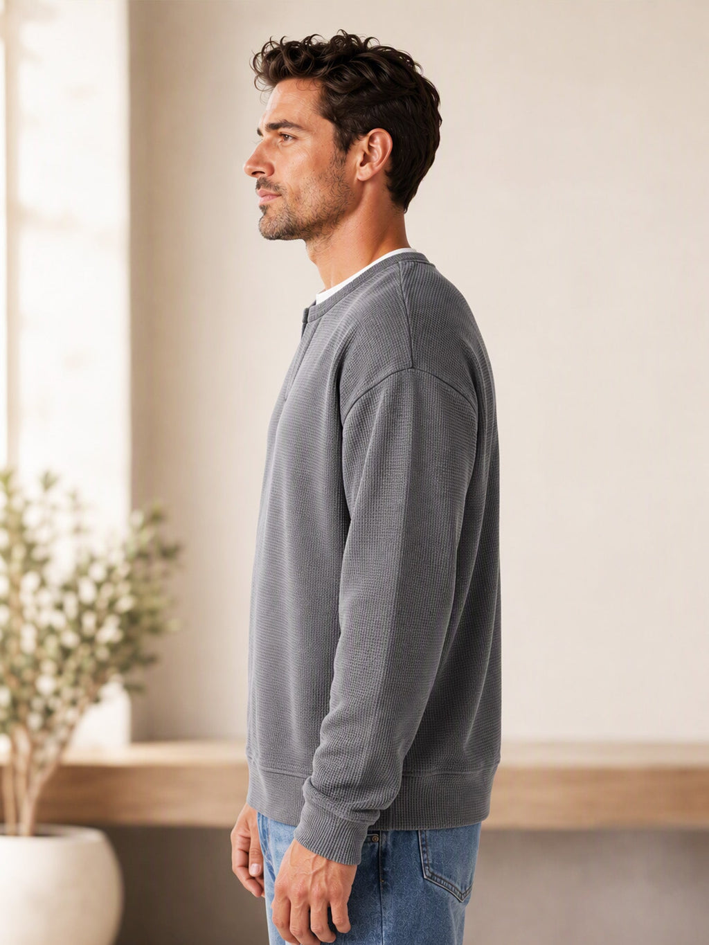 Herren Waffel-T-Shirt im Layer-Look | Bequemer Alltagsstil mit eleganter Struktur