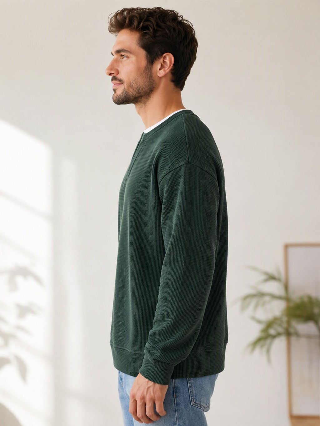 Herren Waffel-T-Shirt im Layer-Look | Bequemer Alltagsstil mit eleganter Struktur