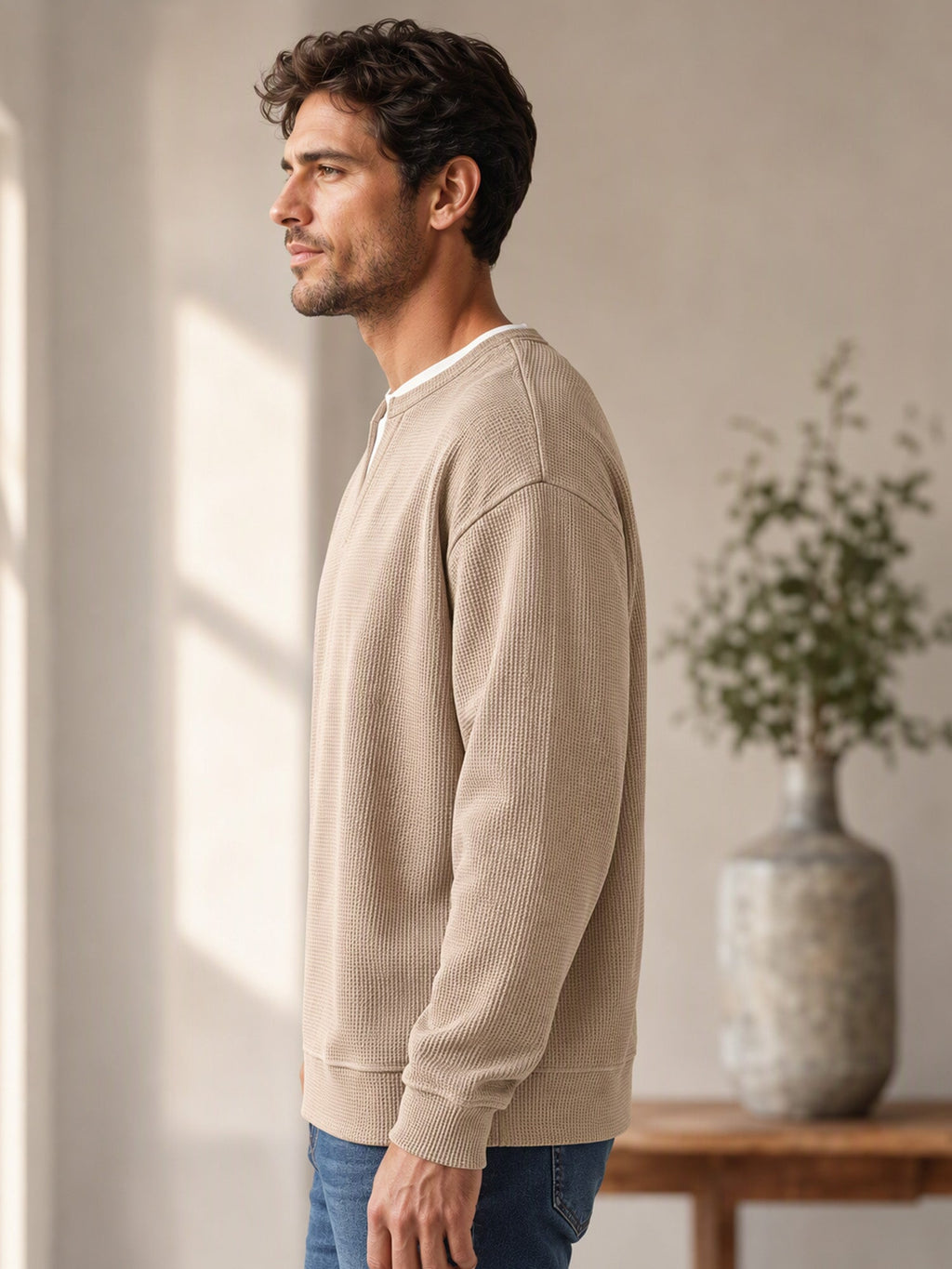 Herren Waffel-T-Shirt im Layer-Look | Bequemer Alltagsstil mit eleganter Struktur