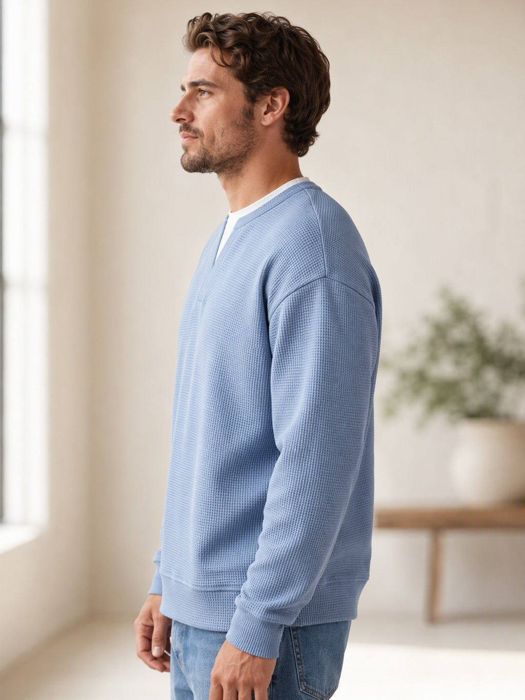 Herren Waffel-T-Shirt im Layer-Look | Bequemer Alltagsstil mit eleganter Struktur