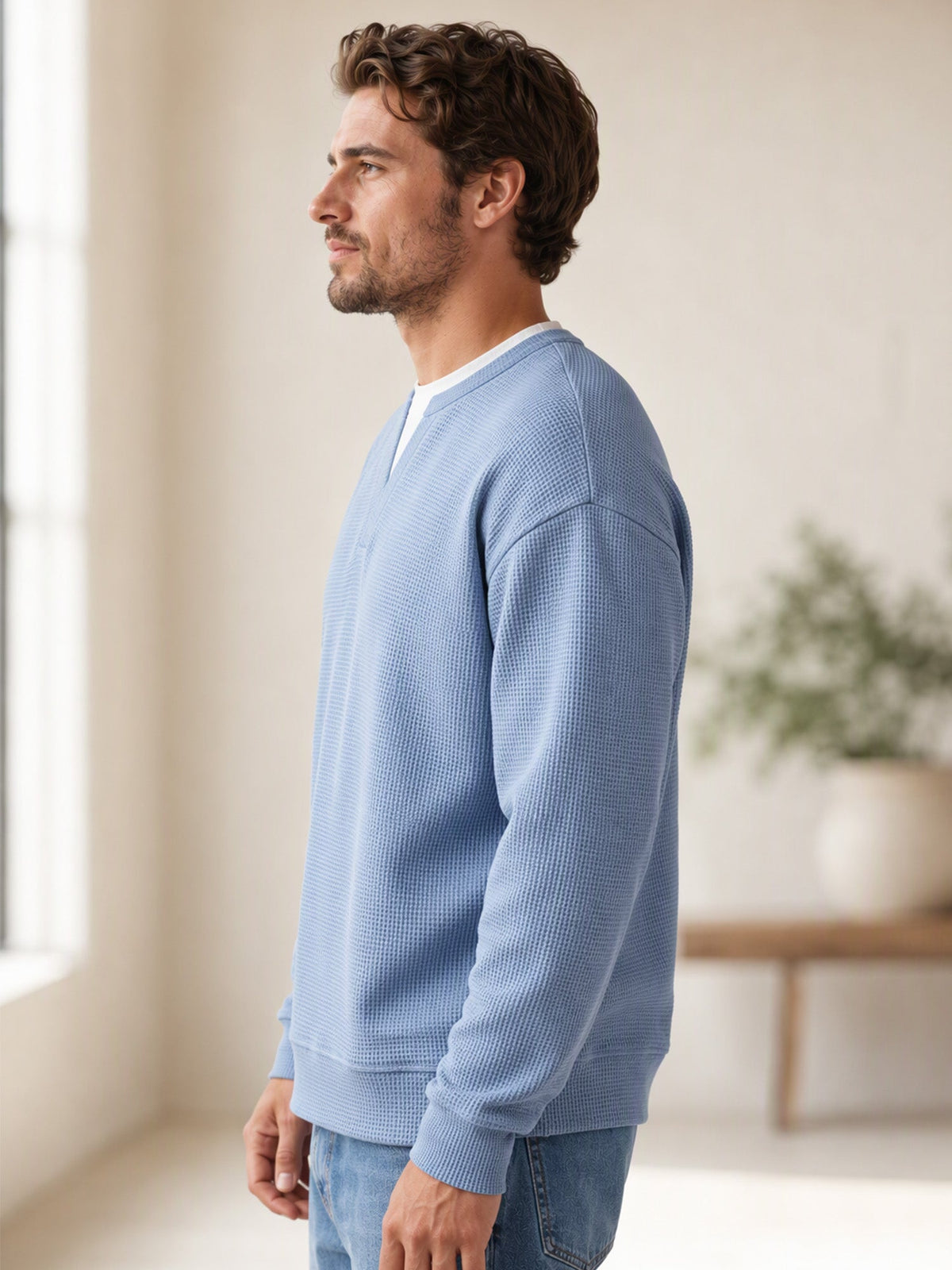 Herren Waffel-T-Shirt im Layer-Look | Bequemer Alltagsstil mit eleganter Struktur