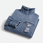 Soldes !!! 🎉✨ Mini-robe oversize en jean pour femme avec col montant