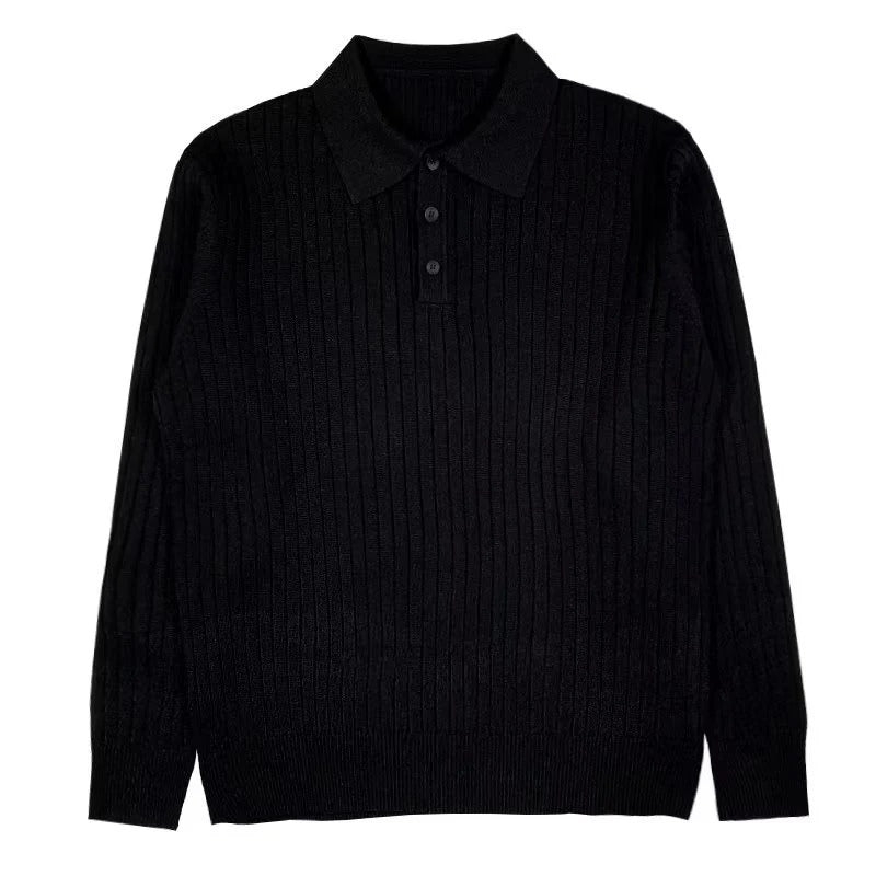 Herren-Langarm-Polohemd mit Vertikaler Rippenstruktur | Elegantes Design für Stil und Komfort