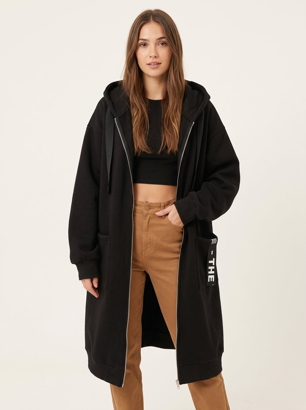 Oversize-Kapuzen-Sweatmantel für Damen
