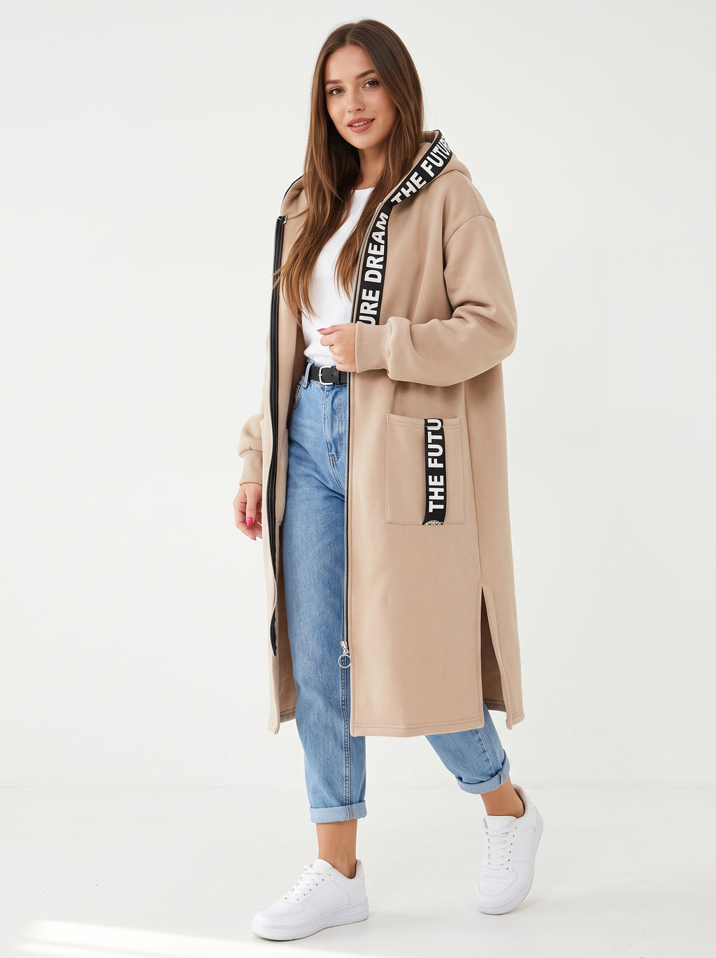 Oversize-Kapuzen-Sweatmantel für Damen