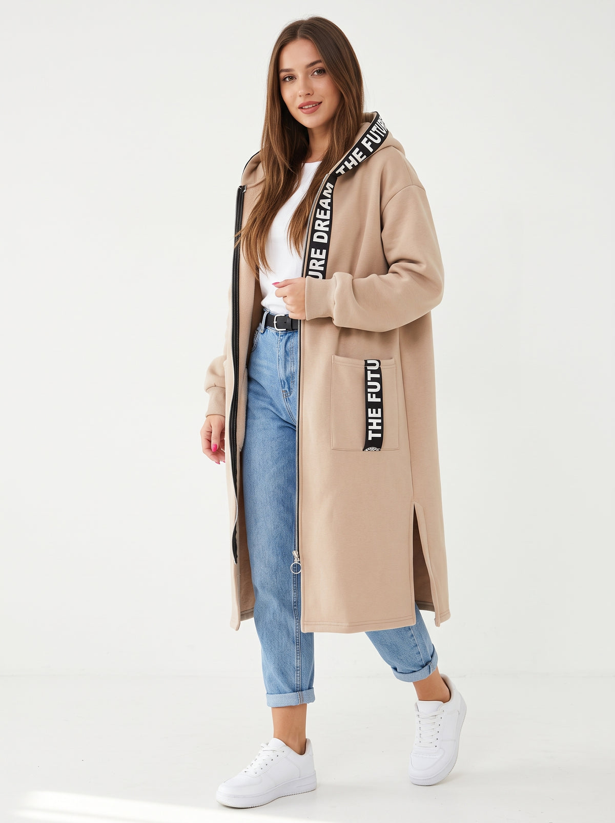 Oversize-Kapuzen-Sweatshirt-Mantel für Damen