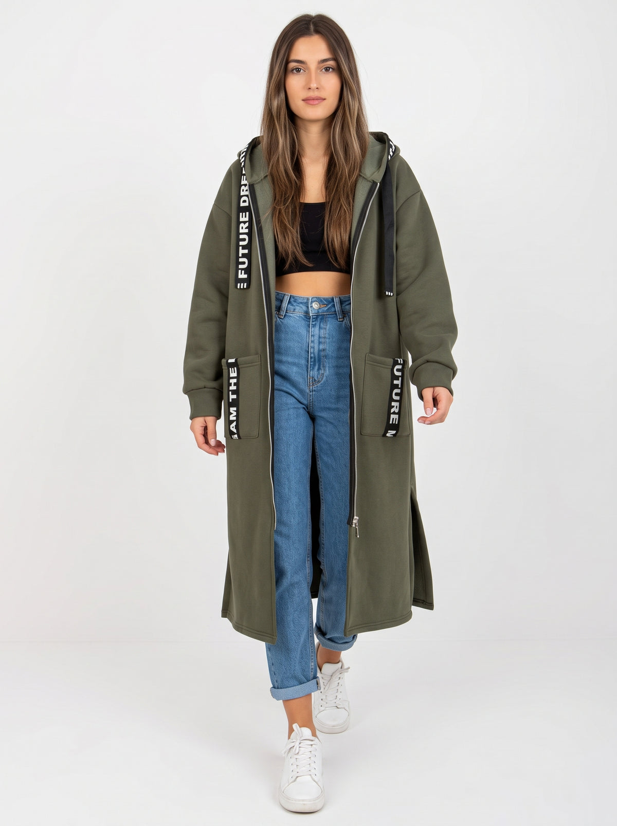 Oversize-Kapuzen-Sweatmantel für Damen