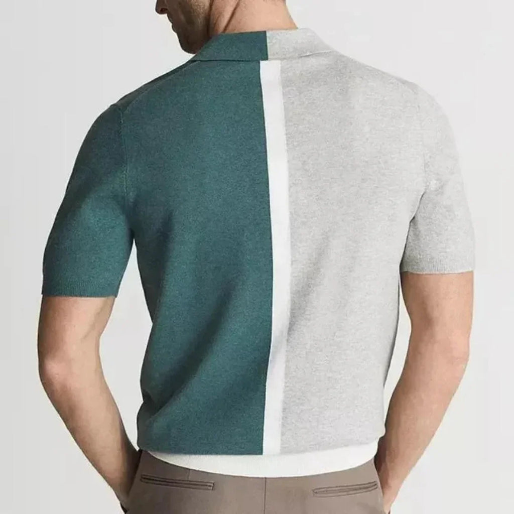 Zweifarbige Herren-Polohemd mit Kontraststreifen für den Sommer