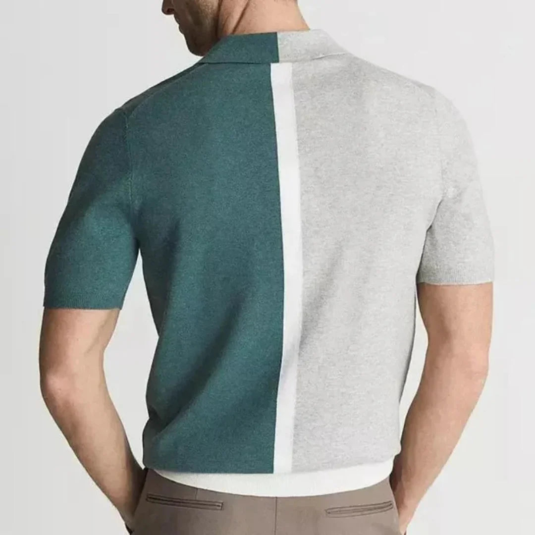 Zweifarbige Herren-Polohemd mit Kontraststreifen für den Sommer