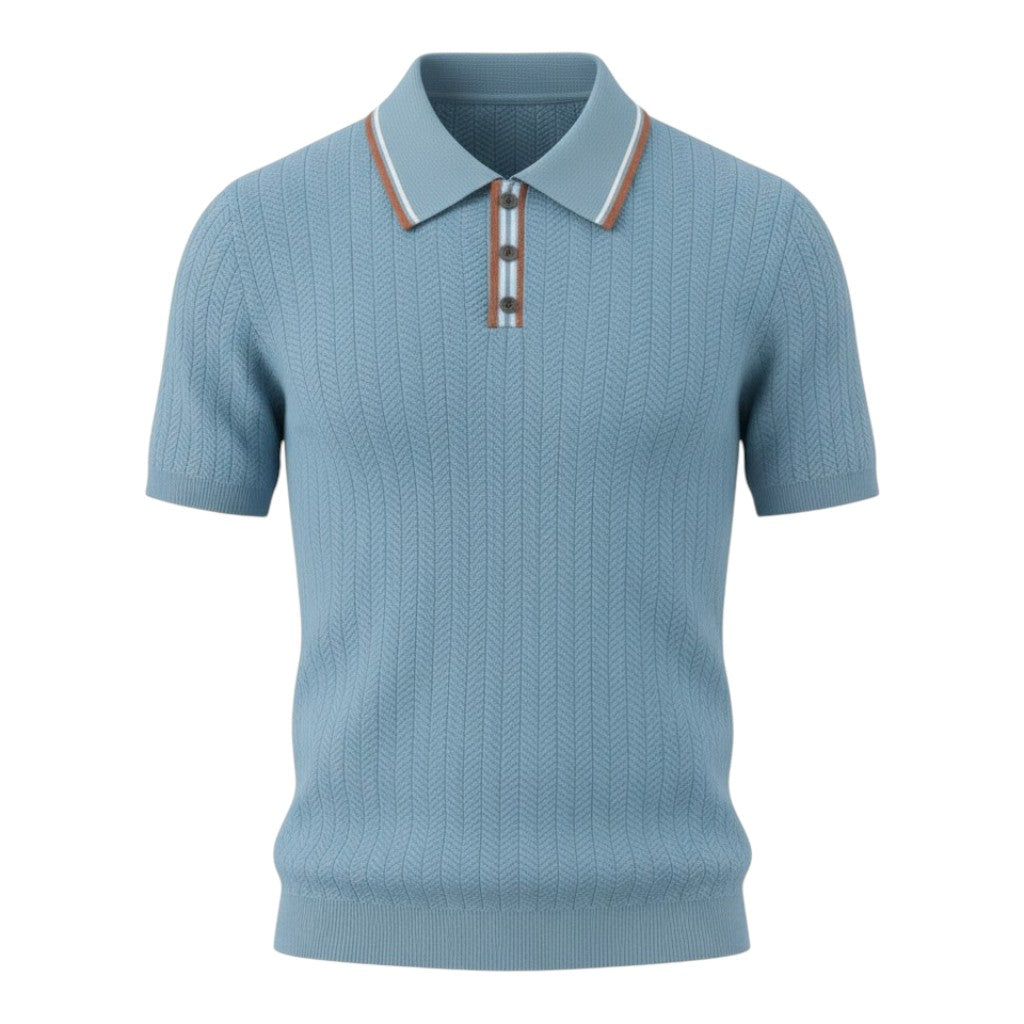 Herren Polohemd mit Chevron-Strick für smart-casual Stil