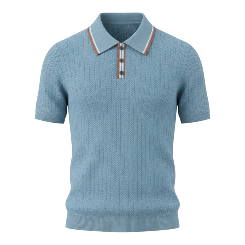 Herren-Poloshirt mit Chevron-Strick für einen Smart-Casual-Stil