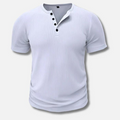 Muscle-Fit-T-Shirt für Herren, figurbetont, Freizeit, mit Knopfleiste