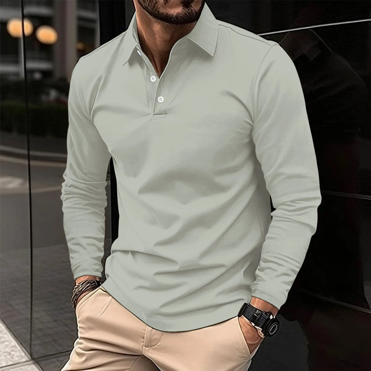 Herren Langarm-Poloshirt im Slim Fit | Vielseitiges Oberteil für Herren