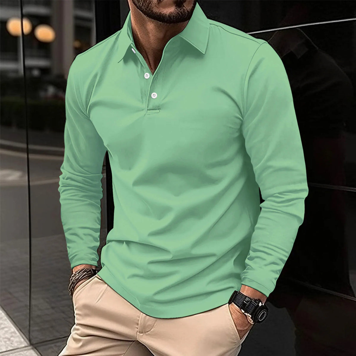 Herren Langarm-Poloshirt im Slim Fit | Vielseitiges Oberteil für Herren