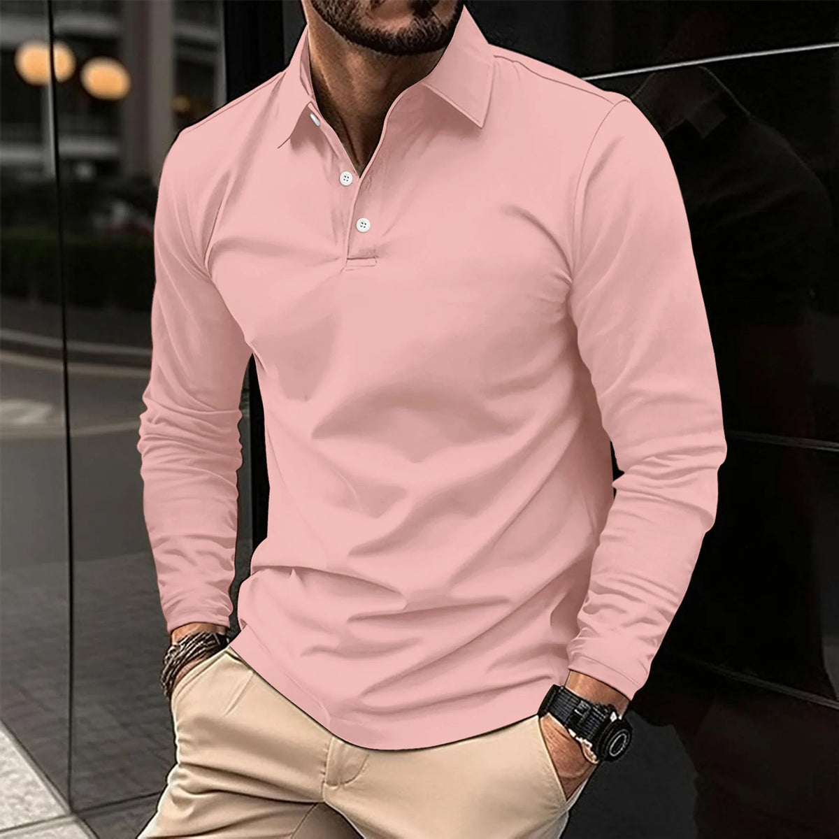 Herren Langarm-Poloshirt im Slim Fit | Vielseitiges Oberteil für Herren