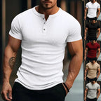 Herren-Henley-T-Shirt in Regular Fit für die Freizeit mit Strukturmuster