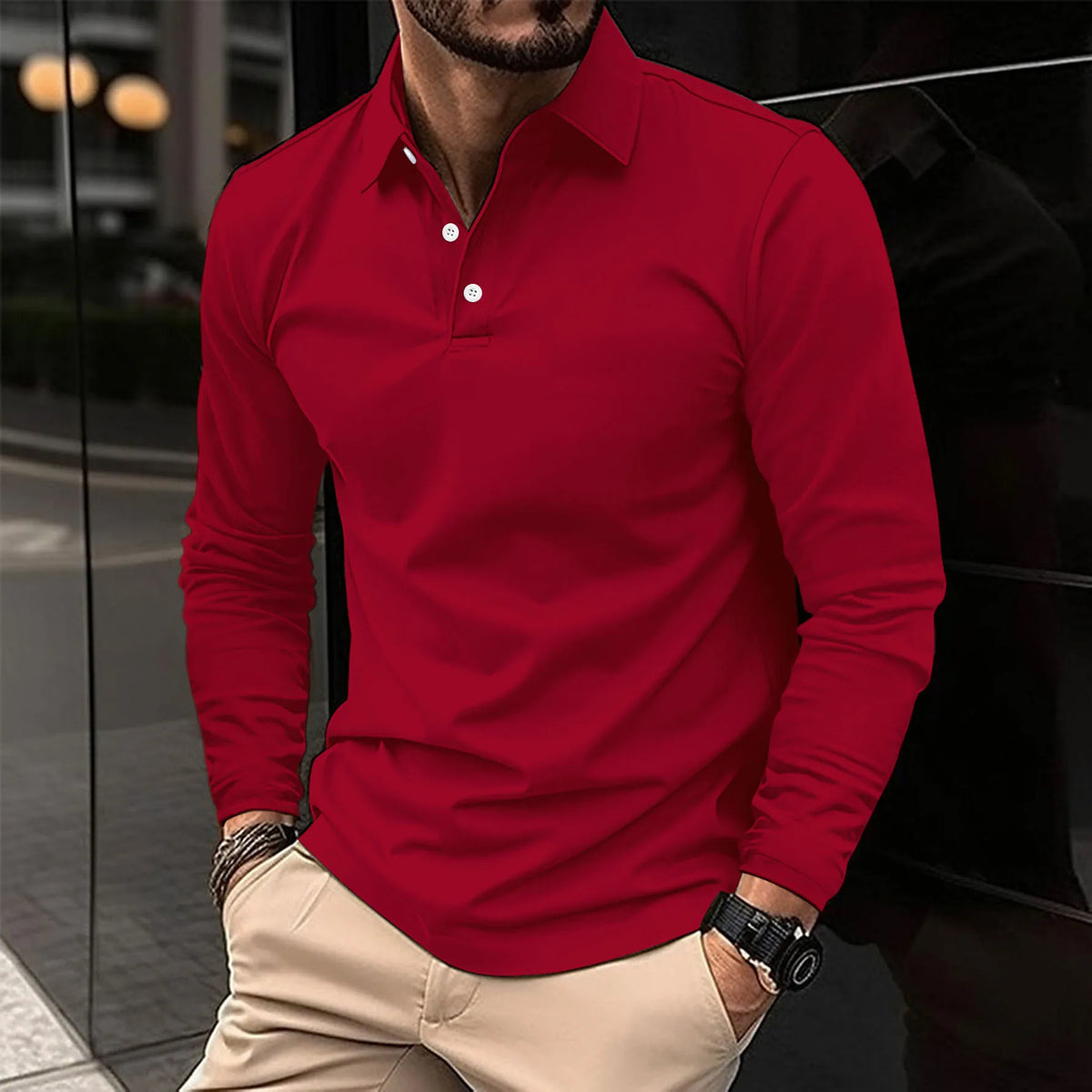 Herren Langarm-Poloshirt im Slim Fit | Vielseitiges Oberteil für Herren