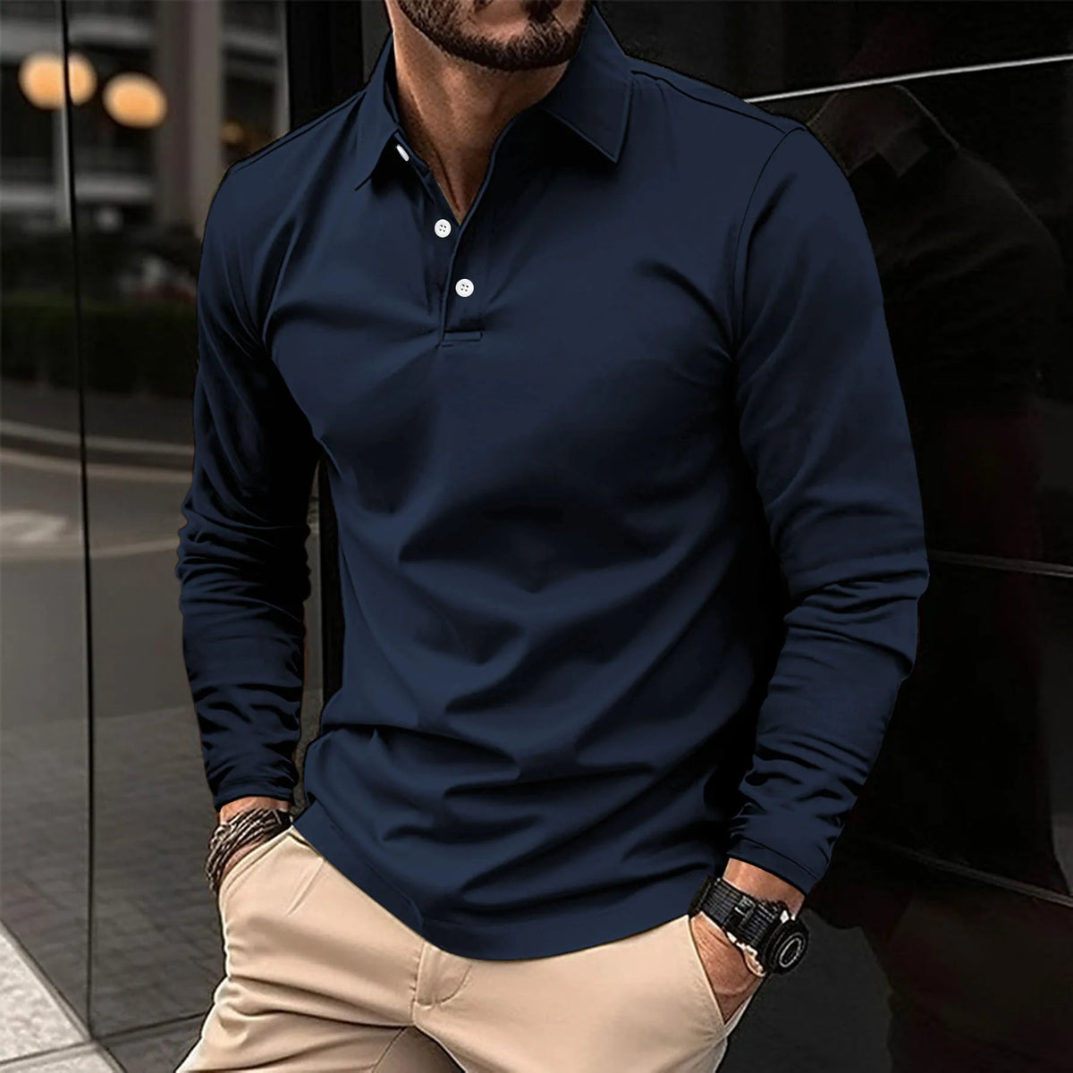Herren Langarm-Poloshirt im Slim Fit | Vielseitiges Oberteil für Herren