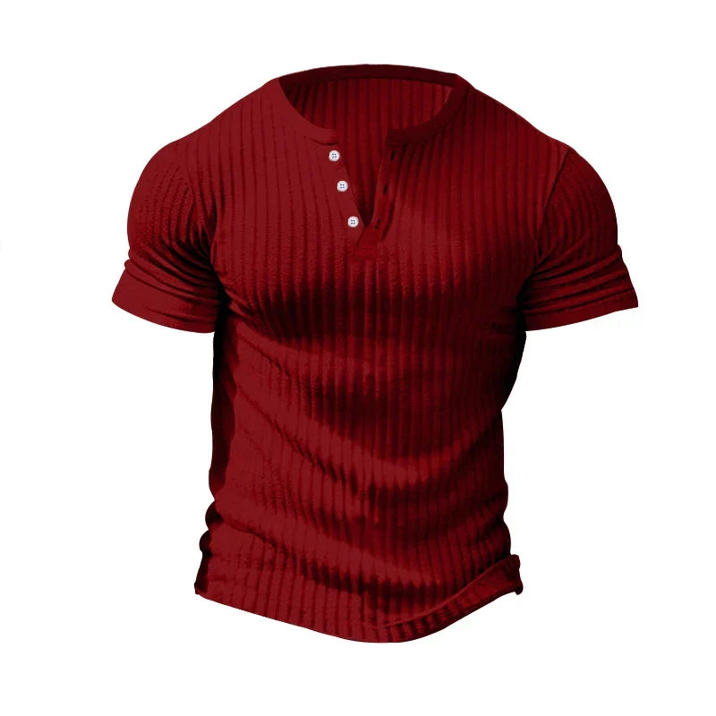 Herren-Henley-T-Shirt in Regular Fit für die Freizeit mit Strukturmuster