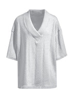 Zweiteiler für Herren, Sommer – T-Shirt mit V-Ausschnitt & Shorts | Loungewear-Set für Herren, Zopfstrick, lässig & bequem