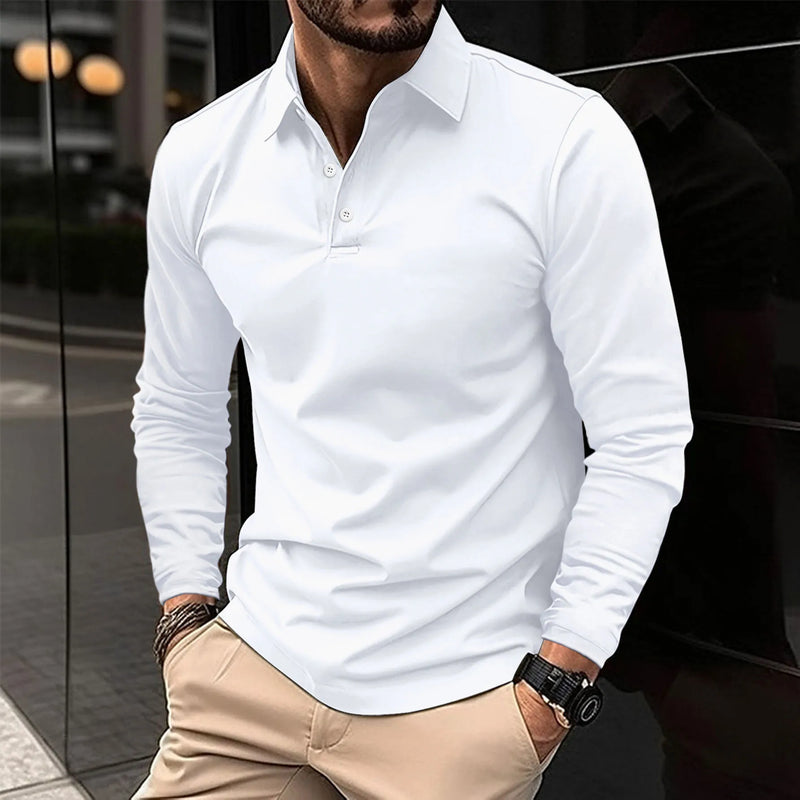Langärmeliges Slim-Fit-Poloshirt für Herren | Vielseitiges Oberteil für Herren