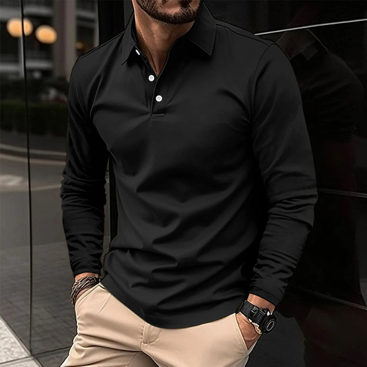Herren Langarm-Poloshirt im Slim Fit | Vielseitiges Oberteil für Herren