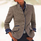 Damen Slim-Fit-Blazer elegant kragenlos Business Freizeit