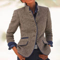 Damen Slim-Fit-Blazer elegant kragenlos Business Freizeit