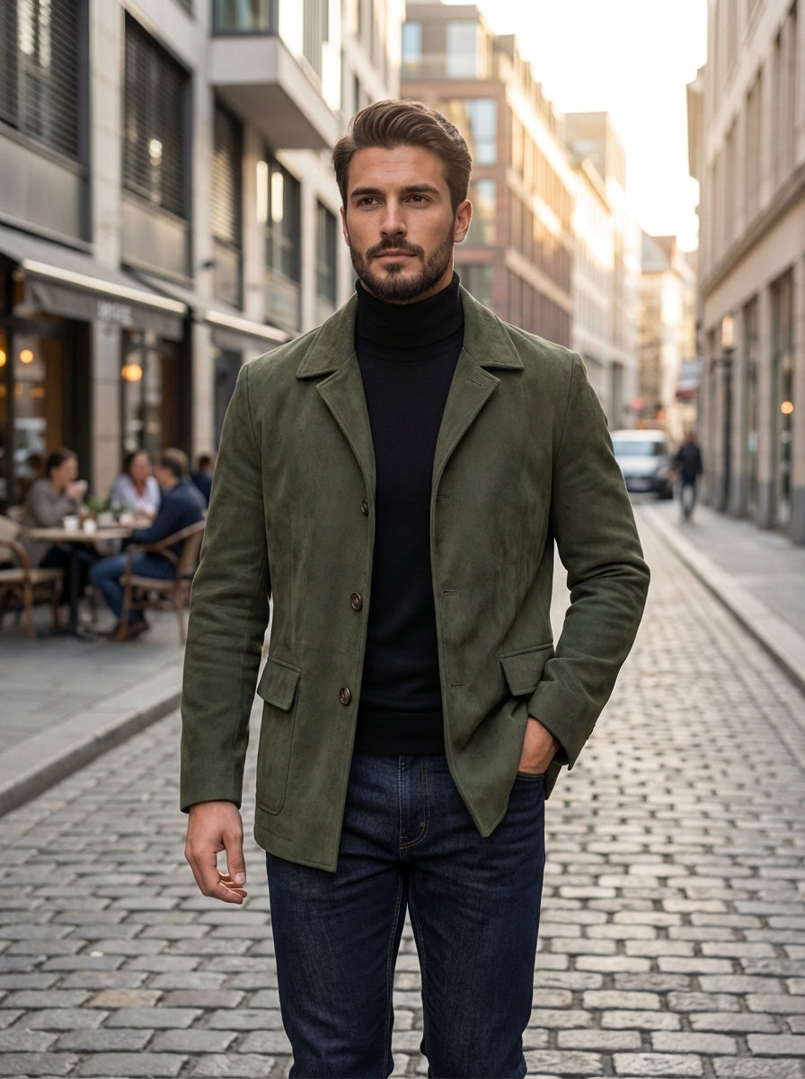 Herren-Blazer mit langen Ärmeln, Reverskragen und lässigem Schnitt | Leichte Jacke