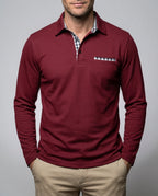 Herren-Poloshirt Langarm aus Baumwolle Klassischer Schnitt Frühling