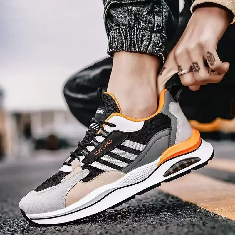 Retro-Sneaker für Herren in Grün, Orange und Beige – Sportlich und bequem