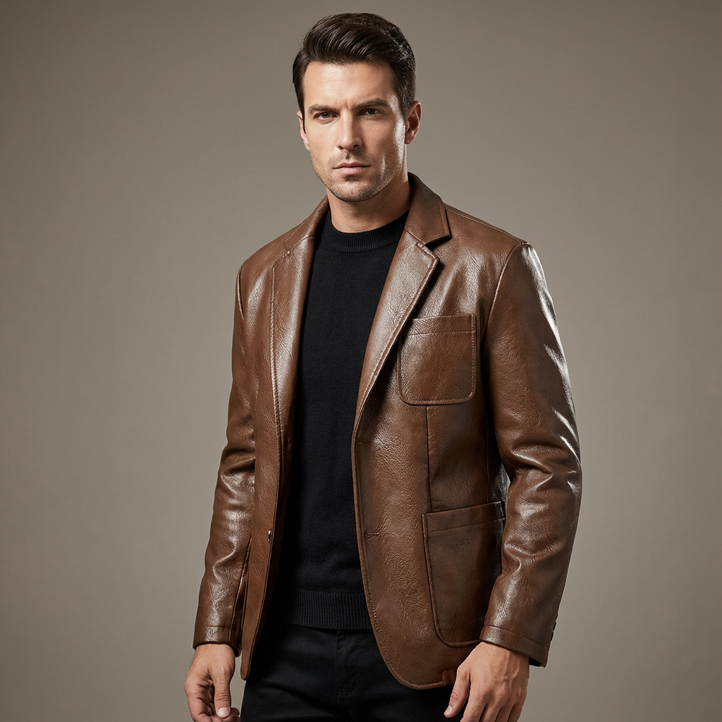 Herren Jacke mit handgefertigten Nähten und mattem Finish