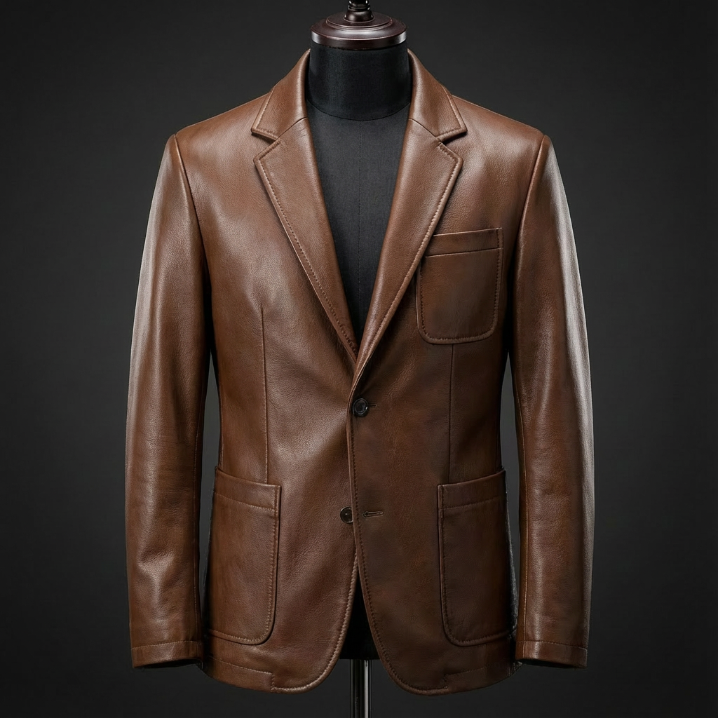 Herren Jacke mit handgefertigten Nähten und mattem Finish