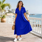 Lässiges Damen-Maxikleid mit Reißverschluss und unifarbenem Design